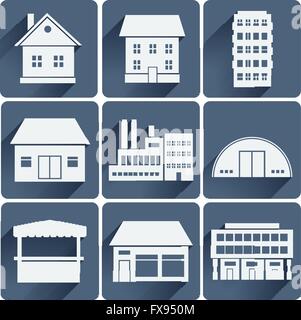 Set of various flat urban buildings icons Stock Vector Image & Art - Alamy