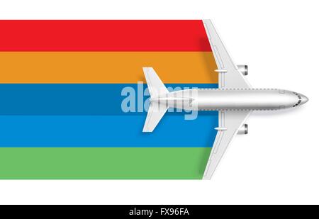 Airplane with blank rainbow for message text Stock Vector