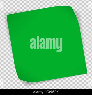 Green paper sticker over transparent background Stock Vector