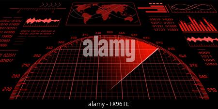 Radar screen with futuristic user interface HUD. Stock Vector