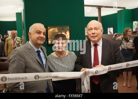 London, UK. 12th April, 2016. Julian Fellowes,the author of Downton Abbey tv series,launching his new tv series 'Belgravia' at the London Book Fair.The series will be first made asvailable to download on computer/tablet and will be screened on ITV in the autumn Credit:  ilpo musto/Alamy Live News Stock Photo