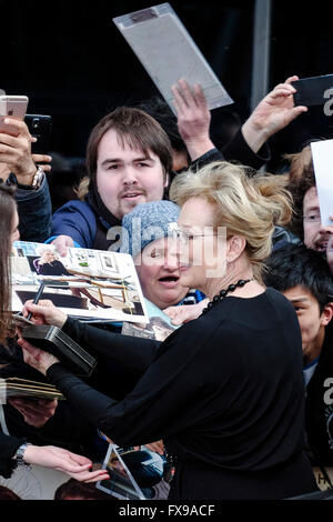 The European premiere of FLORENCE FOSTER JENKINS on 12/04/2016 at ODEON Leicester Square, London. Pictured:  Meryl Streep. Picture by Julie Edwards Stock Photo
