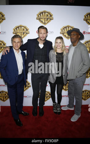 Las Vegas, NV, USA. 12th Apr, 2016. Christophe Waltz, Alexander Skarsgard, Margot Robbie, Samuel L. Jackson. Warner Brothers Pictures presents The Big Picture at 2016 CinemaCon at The Colosseum of Caesars Palace. Photo Credit: MJT/AdMedia Credit:  Mjt/AdMedia/ZUMA Wire/Alamy Live News Stock Photo