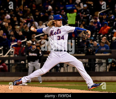 Flushing, New York, USA. 12th Apr, 2016. Noah Syndergaard (Mets) MLB : Major League Baseball game between the New York Mets and Miami Marlins at Citi Field in Flushing, New York, United States . Credit:  Hiroaki Yamaguchi/AFLO/Alamy Live News Stock Photo