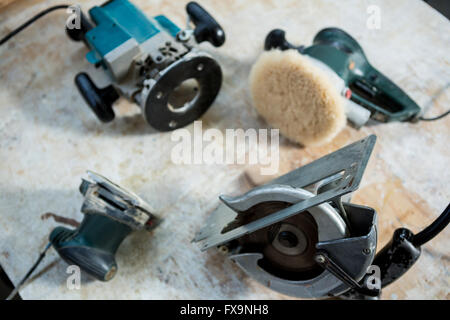 Different carpenters tools Stock Photo