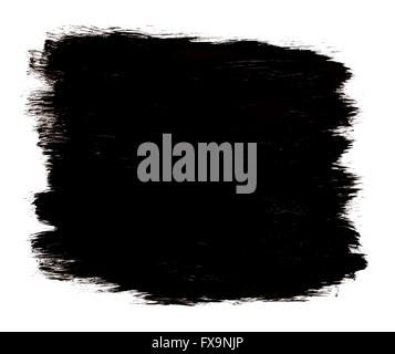Black Painted Brush Strokes Patch Isolated on White Background. Stock Photo