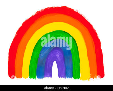 Colorful Painted Rainbow Stripes Isolated on White Background. Stock Photo
