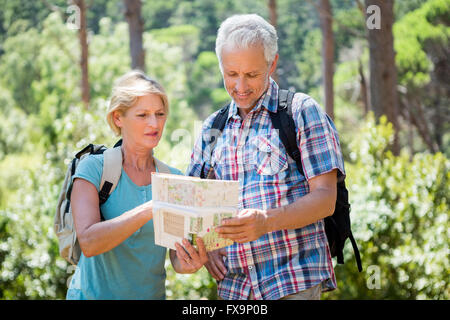 senior couple is looking the map Stock Photo
