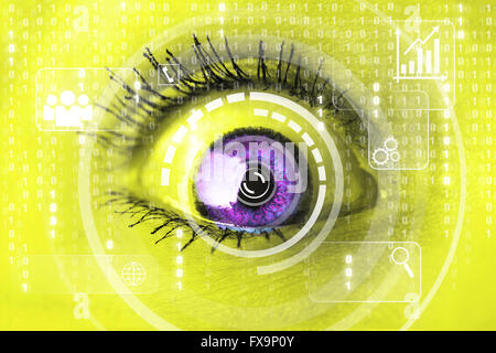 Cyber woman with matrix eye concept Stock Photo
