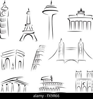 Famous buildings Stock Vector