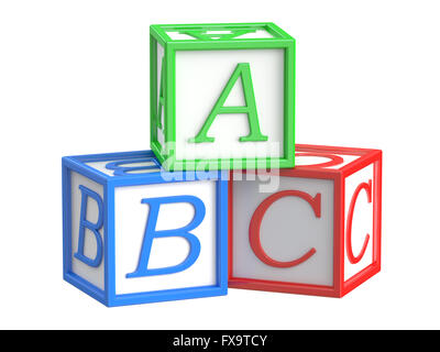 Toy blocks, abc cubes. 3D rendering Stock Photo