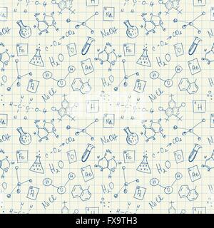 Chemistry doodles seamless pattern Stock Vector