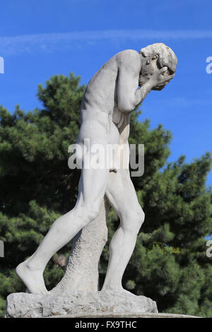 Cain after killing his brother Abel, 1896. By French sculptor Henry Vidal (1864-1918). Paris, France. Stock Photo