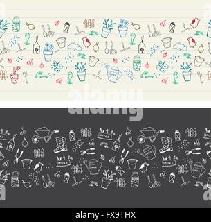 Gardening seamless border Stock Vector