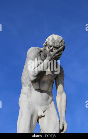 Cain after killing his brother Abel, 1896. By French sculptor Henry Vidal (1864-1918). Paris, France. Stock Photo