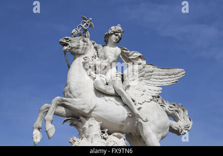 Mercury riding Pegasus,1701-02 by Antoine Coysevox (1640-1720). Paris. France. Stock Photo