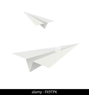 Paper Origami Airplane isolated on white Stock Vector