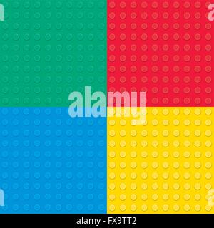 Set of four Building toy bricks. Seamless pattern. Stock Vector