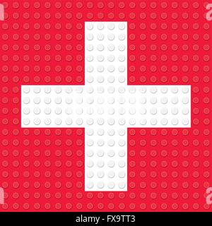 First Aid Symbol created from building toy bricks Stock Vector