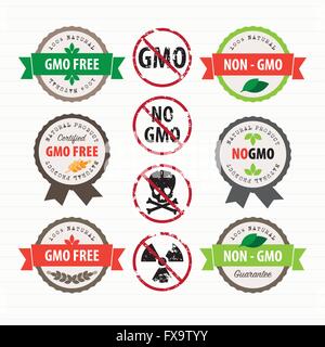 GMO Free stamps and labels set Stock Vector