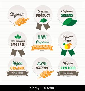 Organic and Vegan food labels Stock Vector