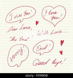 Handwritten Love messages Stock Vector