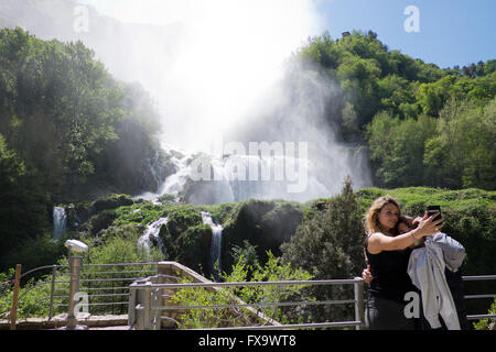 Anciant man made waterfalls near Terni in Umbria Italy Stock Photo