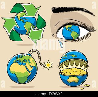 4 conceptual illustrations on environmental subjects. Stock Vector