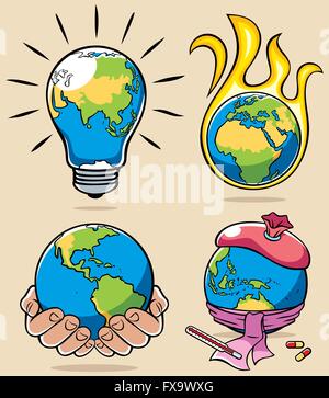 4 conceptual illustrations on environmental subjects. Stock Vector