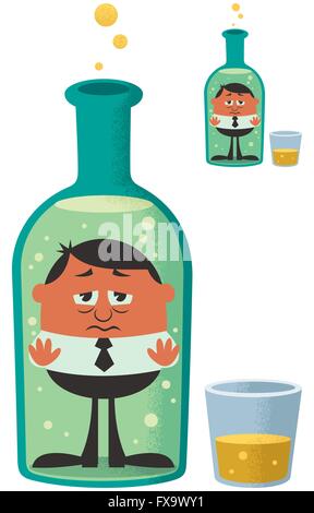 Conceptual illustration for alcoholism. The small version is with no gradient effects. Stock Vector