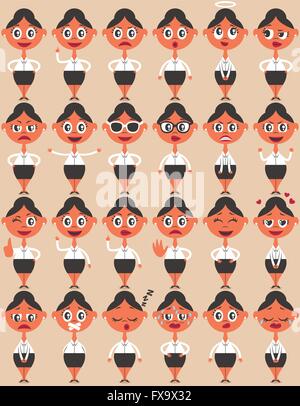 Set of emoticons showing different emotions in doodle style isolated on ...