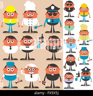 Set of cartoon characters of different occupations. Stock Vector