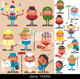 Set of cartoon characters of different occupations. Stock Vector