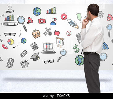 Composite image of thoughtful classy businessman looking away Stock Photo