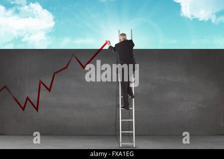 Composite image of mature businessman climbing career ladder Stock Photo