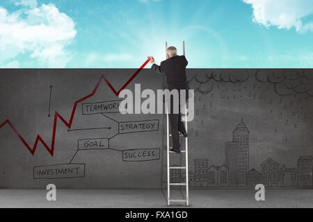 Composite image of mature businessman climbing career ladder Stock Photo