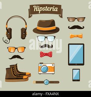 Hipster devices icons set Stock Vector