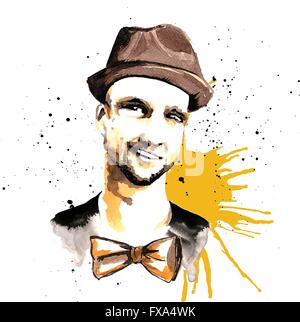 Man ink hipster Stock Vector