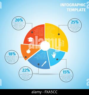 Infographic pie chart. Cycle presentation diagram 5 section. Vector ...