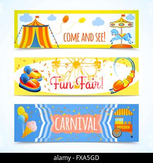Collection of Carnival theme banners. Vector illustration. Flat style ...
