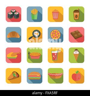 Fast food icons set, flat style Stock Vector Image & Art - Alamy