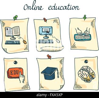online course sticker. online course sticker set isolated on white ...