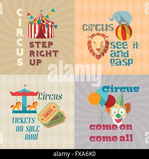 Circus vintage flat pictograms composition Stock Vector