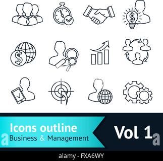 Business management icons outline Stock Vector Image & Art - Alamy