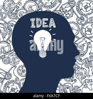 Lightbulb man idea Stock Vector