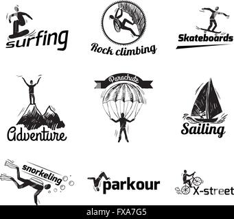 Extreme sports label sketch Stock Vector