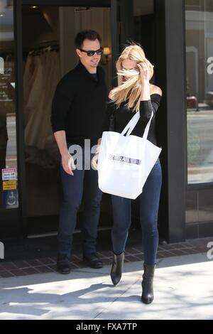 Engaged soap stars Kelly Kruger and Darin Brooks shop at Lovella Bridal  Featuring: Kelly Kruger, Darin Brooks Where: Los Angeles, California, United States When: 12 Mar 2016 Stock Photo