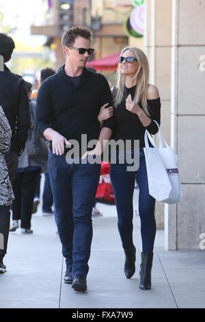 Engaged soap stars Kelly Kruger and Darin Brooks shop at Lovella Bridal  Featuring: Kelly Kruger, Darin Brooks Where: Los Angeles, California, United States When: 12 Mar 2016 Stock Photo