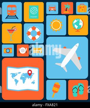set of summer and travel flat design banner template Stock Vector Image ...