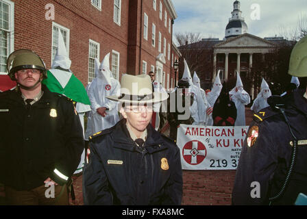 Annapolis, Maryland, 7th February, 1998 Maryland State Police stand guard during KKK rally Credit: Mark Reinstein Stock Photo